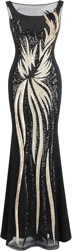 Splicing Evening best backless black gown dress-